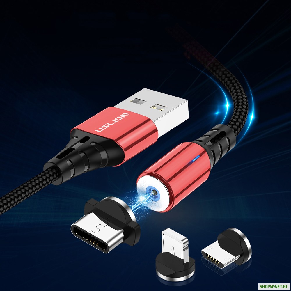 Uslion 2.4A Type C Micro USB LED Индикатор быстрой зарядки Магнитный кабель для передачи данных для Huawei P30 Pro Mate 30 5G Xiaomi 9Pro Redmi K30 S10 + Note10 5G